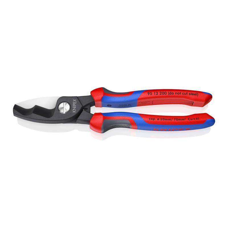 KNIPEX 95 12 200 SB Cesoia per cavi con doppio tagliente con manici comfort brunita 200 mm in confezione Self-service