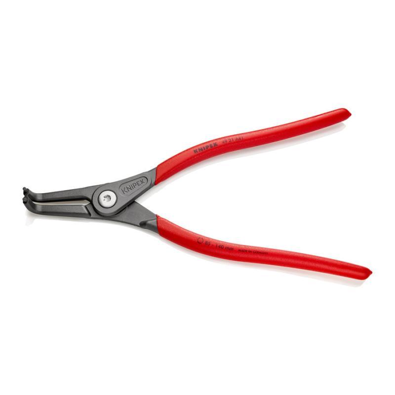 KNIPEX 49 21 A41 Pinza di precisione per anelli di sicurezza per anelli di sicurezza esterni su alberi rivestiti in resina sintetica antiscivolo bonderizzata grigia 305 mm