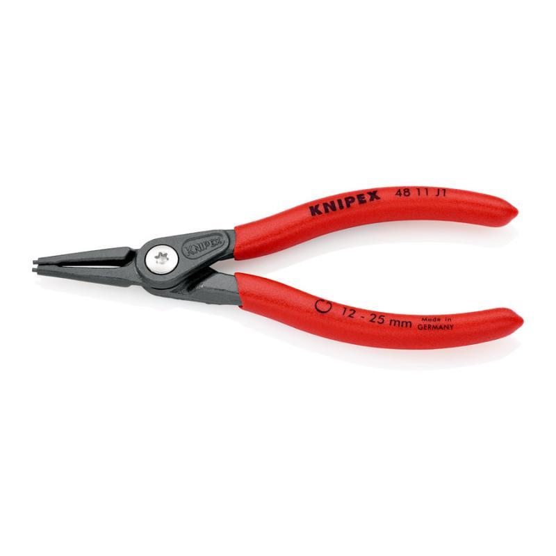 KNIPEX 48 11 J1 Pinza di precisione per anelli di sicurezza per anelli di sicurezza interni a fori rivestiti in resina sintetica antiscivolo bonderizzata grigia 140 mm
