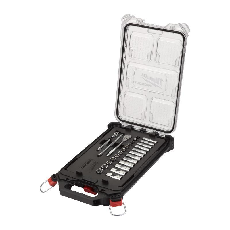 Set Di Cricchetto E Bussole - Milwaukee — SET 28PZ CRICC 1/4 - METRIC - PACKOUT COMPACT SLIM OR