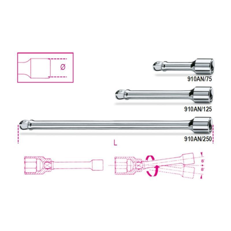 Prolunghe A Mano Con Attacchi Quadri Maschio E Femmina 3/8" Angolari Cromate 910AN Beta