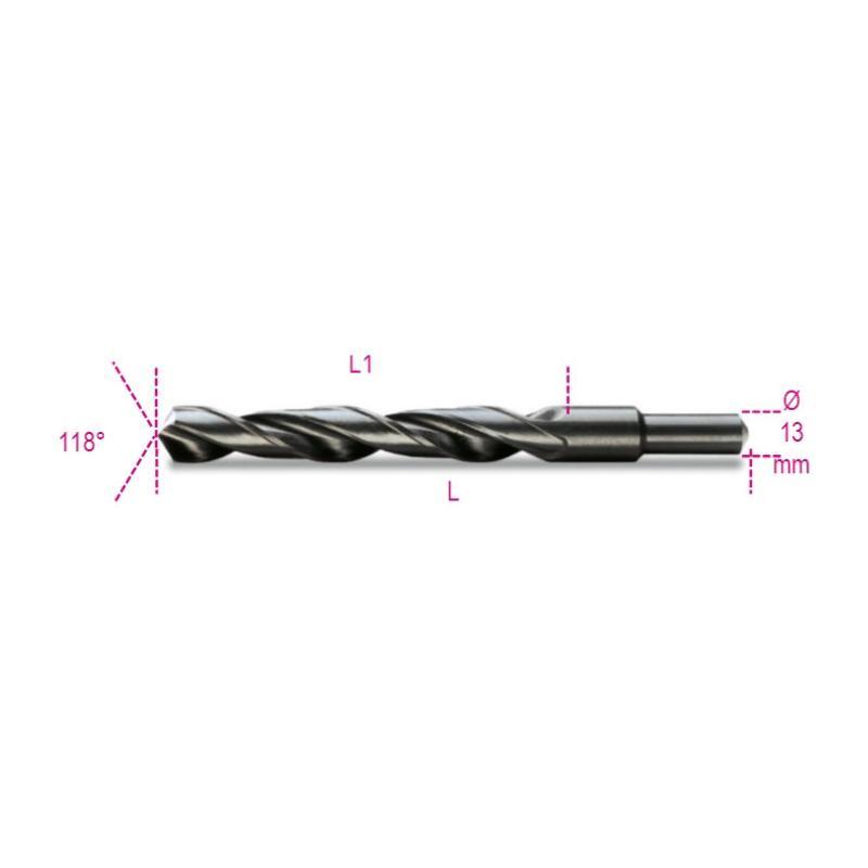 Punte Elicoidali Cilindriche Serie Corta In Acciaio Hss Rullate Brunite Con Codolo Ridotto Di 13Mm 410A Beta