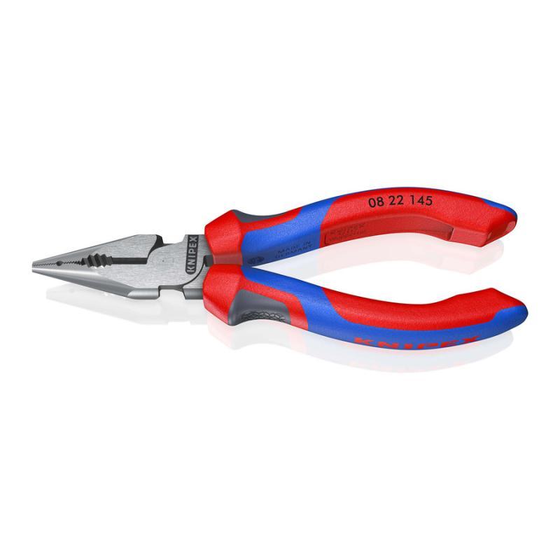 KNIPEX 08 22 145 SB Pinza universale con testa a punta con manici comfort atramentata nera 145 mm in confezione Self-service