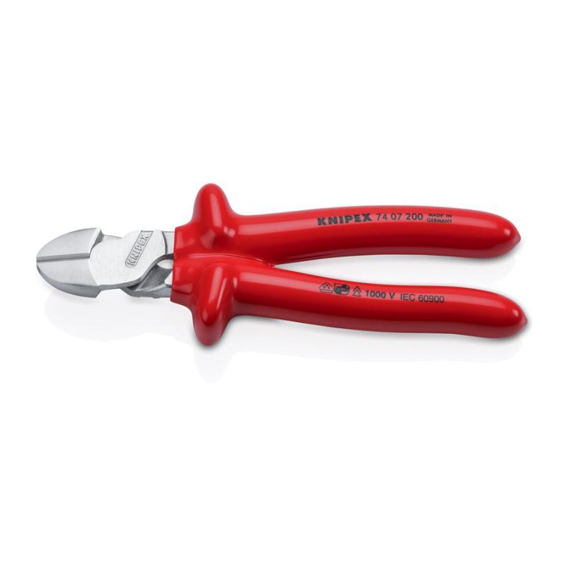 KNIPEX 74 07 200 Tronchese laterale per meccanica tipo forte isolati ad immersione, collaudati VDE cromata 200 mm
