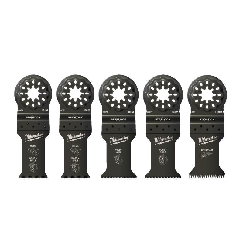 Set - Milwaukee — SET LAME MULTIFUNZIONE 5 PZ LEGNO/METALLO