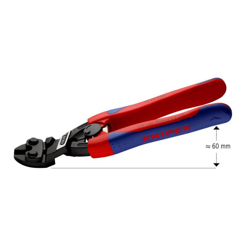 KNIPEX 71 22 200 SB CoBolt® Tronchese a doppia leva rivestiti in materiale bicomponente, forma affusolata atramentata nera 200 mm in confezione Self-service