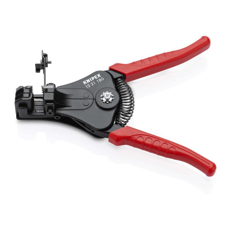 KNIPEX 12 21 180 Pinza spelacavi con lame sagomate rivestiti in resina sintetica verniciata nera 180 mm