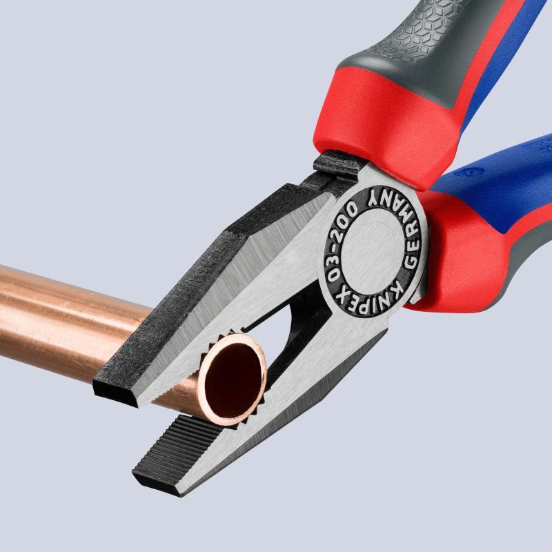 KNIPEX 03 02 200 SB Pinza universale con manici comfort atramentata nera 200 mm in confezione Self-service