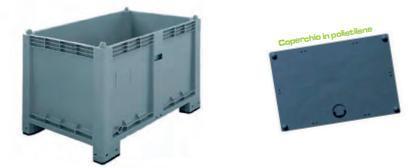 Contenitore Industriale Accatastabile In Polietilene Con Piedi. Portata 300kg Dim 1000×700×h650mm Completo Di Coperchio