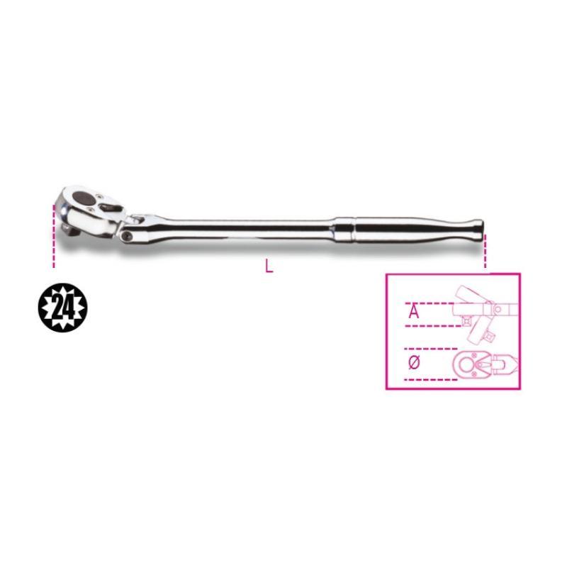Cricchetto Reversibile Snodato Con Attacco Quadro Maschio 3/8" Con Impugnatura In Metallo Cromato 910M/56 Beta 009100887
