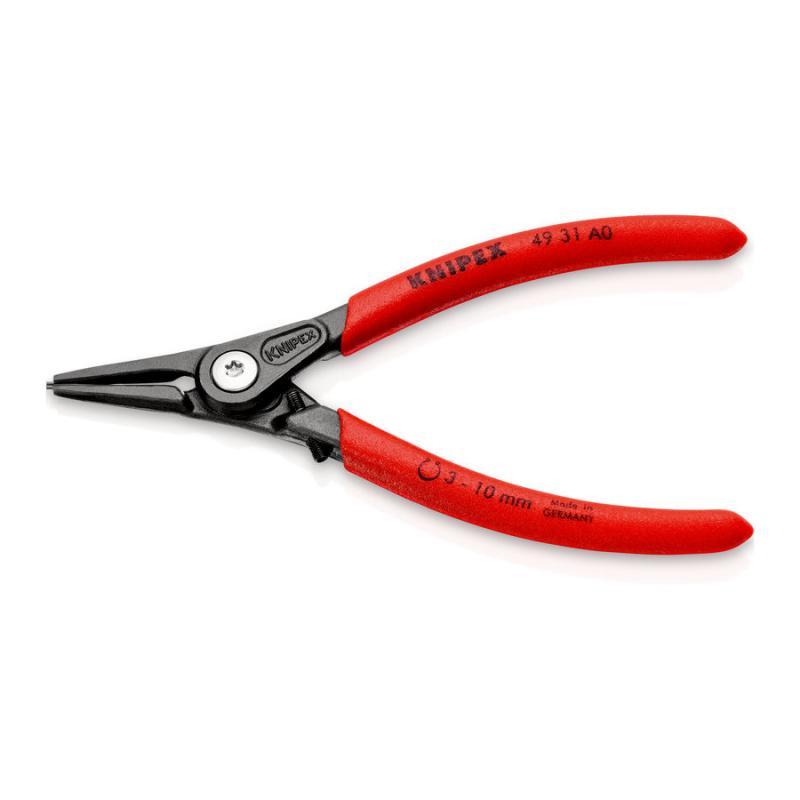 KNIPEX 49 31 A0 Pinza di precisione per anelli di sicurezza per anelli di sicurezza esterni su alberi con meccanismo di limitazione apertura/chiusura pinza rivestiti in resina sintetica antiscivolo bonderizzata grigia 140 mm