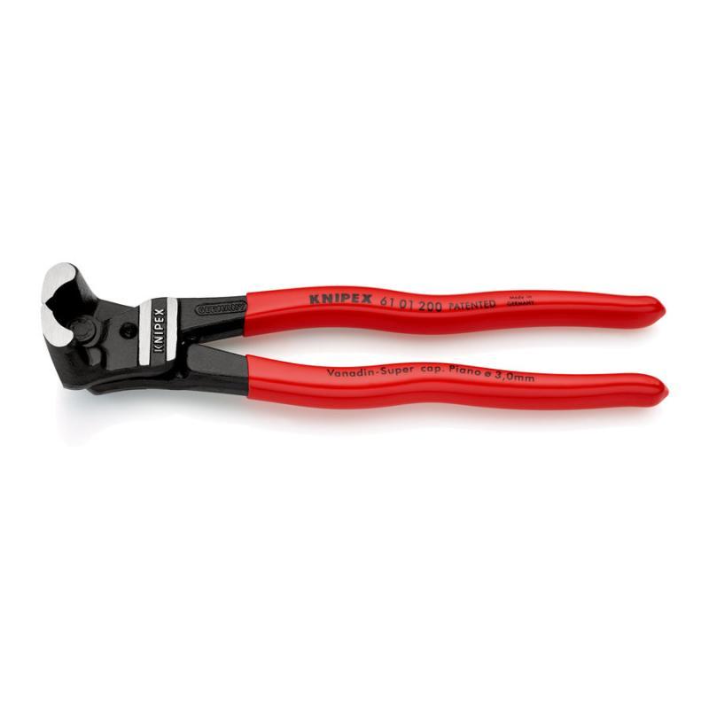 KNIPEX 61 01 200 SB Tronchese con taglienti frontali per bulloni a grande forza di taglio rivestiti in resina sintetica atramentata nera 200 mm in confezione Self-service
