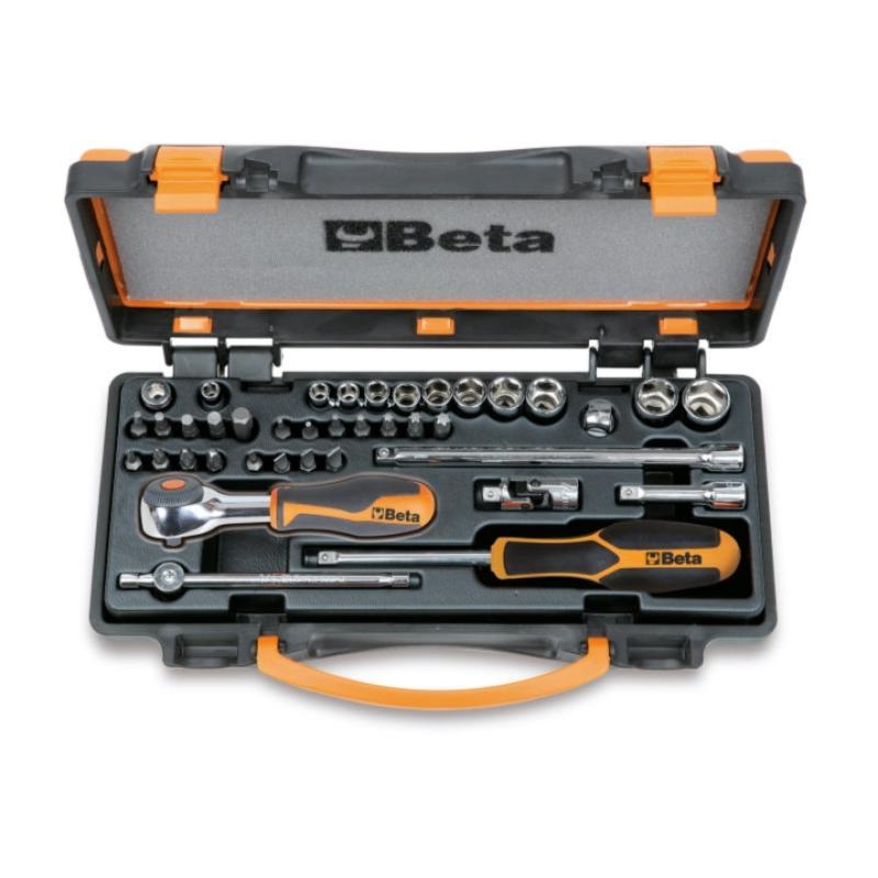 Assortimento Di 11 Chiavi A Bussola A Mano Esagonali, 20 Inserti Per Avvitatori E 7 Accessori In Termoformato Rigido, In Cassetta Di Lamiera 900/C11HR Beta 009000980