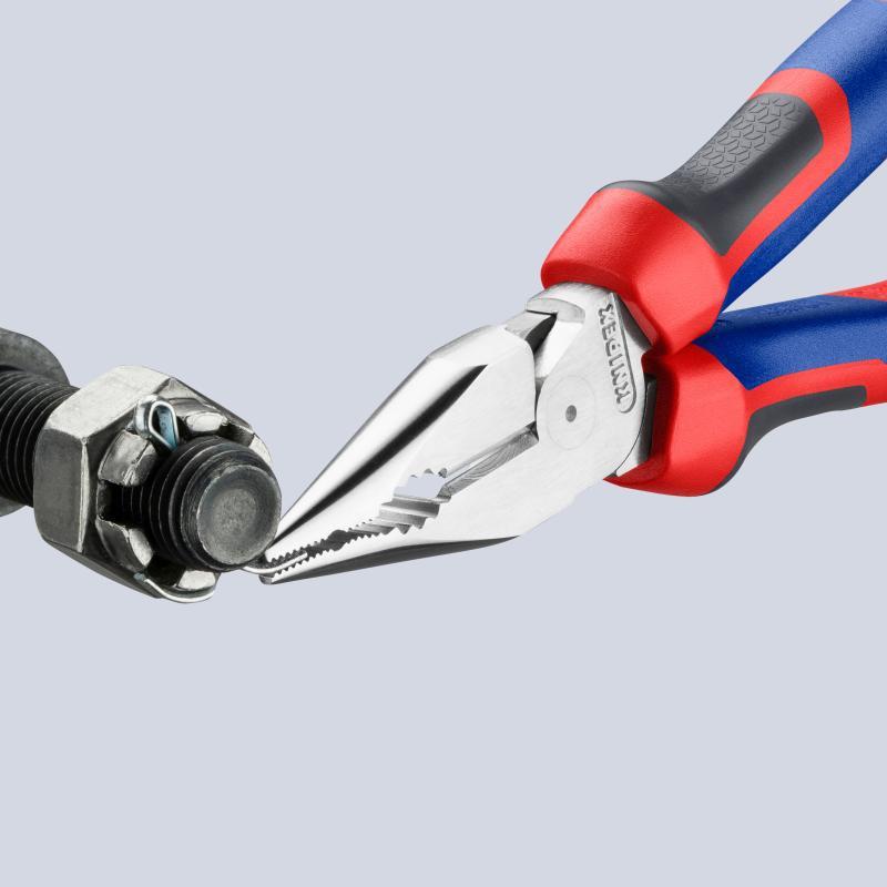 KNIPEX 08 25 185 SB Pinza universale con testa a punta con manici comfort cromata 185 mm in confezione Self-service