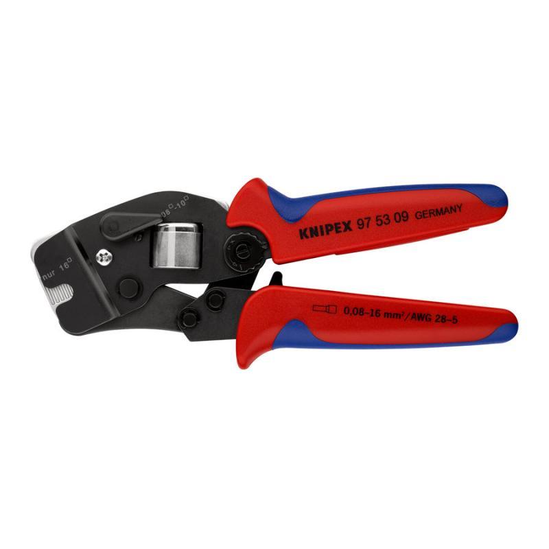 KNIPEX 97 53 09 Crimpatrice per terminali a bussola, con regolazione automatica per crimpaggio frontale con impugnature multicomponente brunita 190 mm
