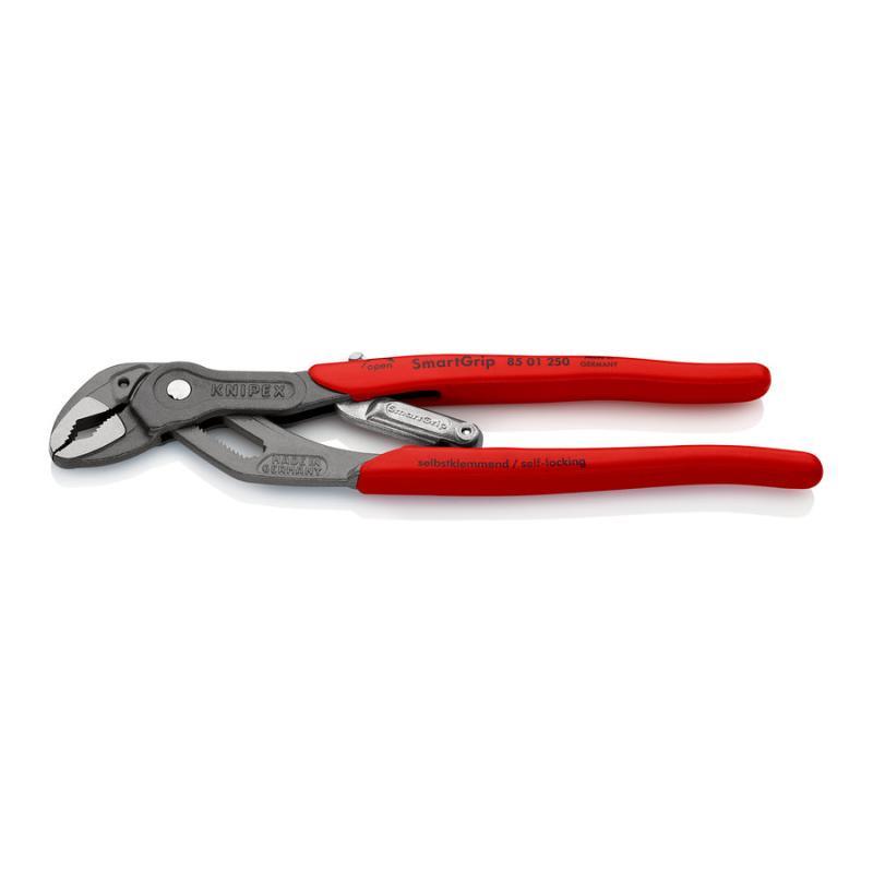KNIPEX 85 01 250 SB SmartGrip® Pinza regolabile per tubi e dadi con regolazione automatica rivestiti in resina sintetica antiscivolo bonderizzata grigia 250 mm in confezione Self-service