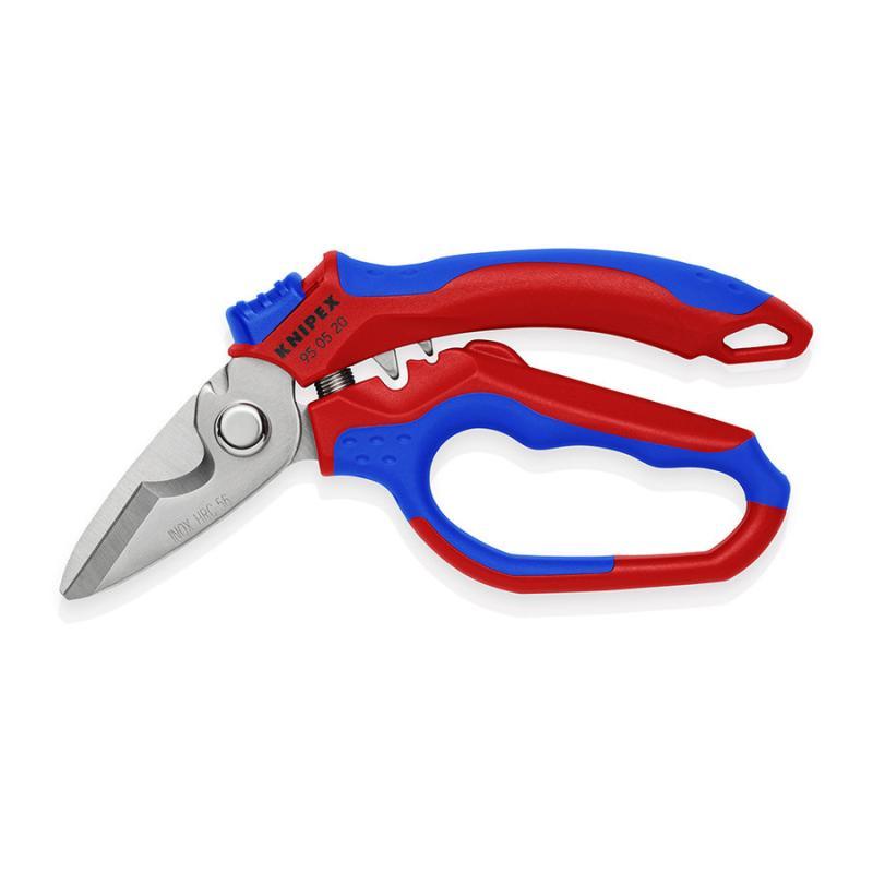 KNIPEX 95 05 20 SB Forbice da elettricista angolata rivestiti in materiale bicomponente, rinforzato in fibra di vetro pulita a specchio 180 mm