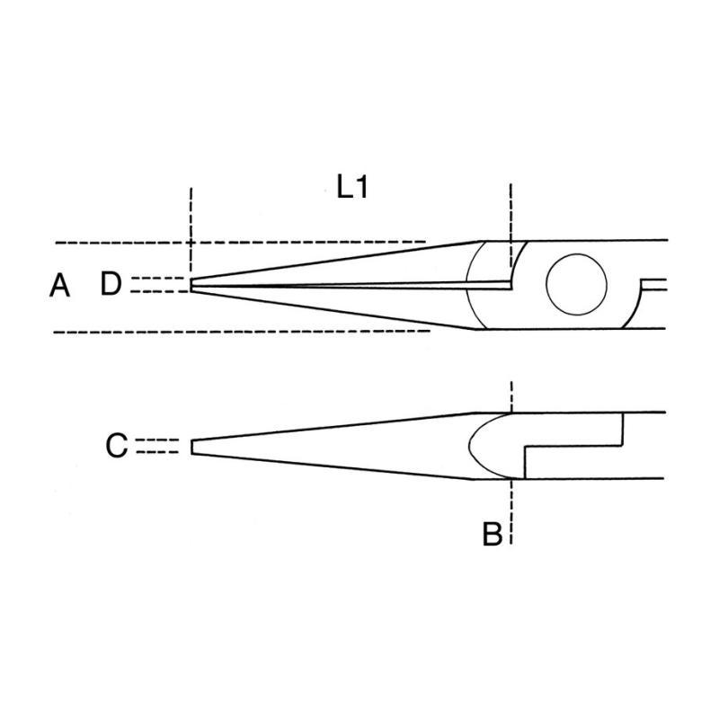 Pinza Per Elettronica A Becchi Mezzotondi Lunghi Zigrinati Impugnatura Bimateriale 1177BM/Z Beta 011770113