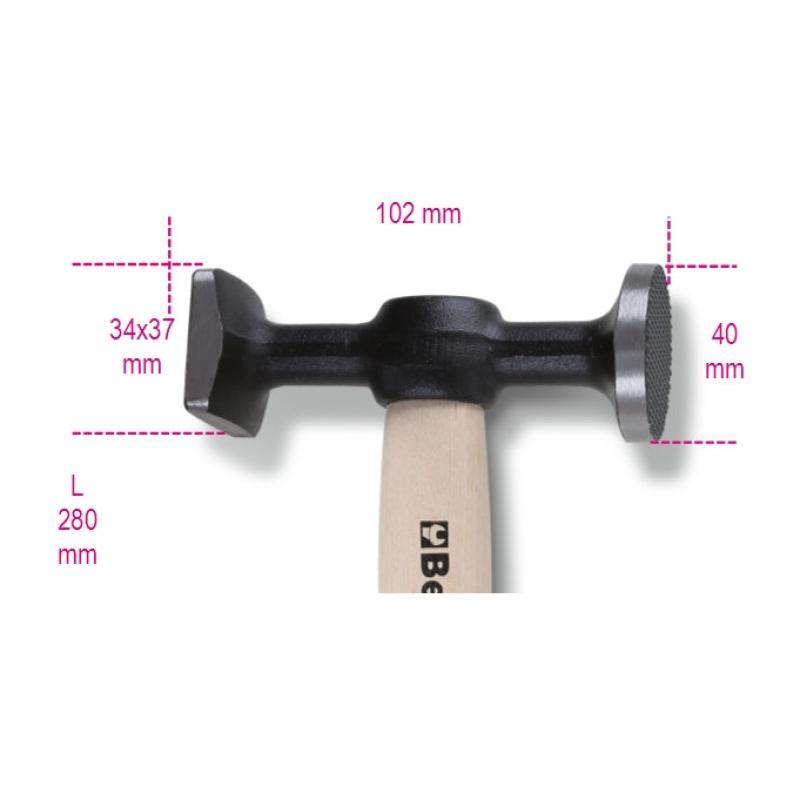 Martelli Con Teste Piane Tonda Zigrinata E Quadra Liscia Manico In Legno 1357Z/45 Beta 013570045