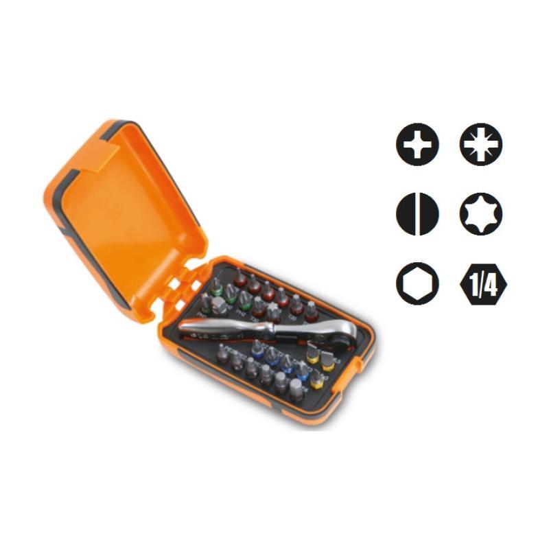 25 Inserti Per Avvitatori, 1 Raccordo E 1 Cricchetto Reversibile In Astuccio Tascabile 860/C27 Beta 008600880