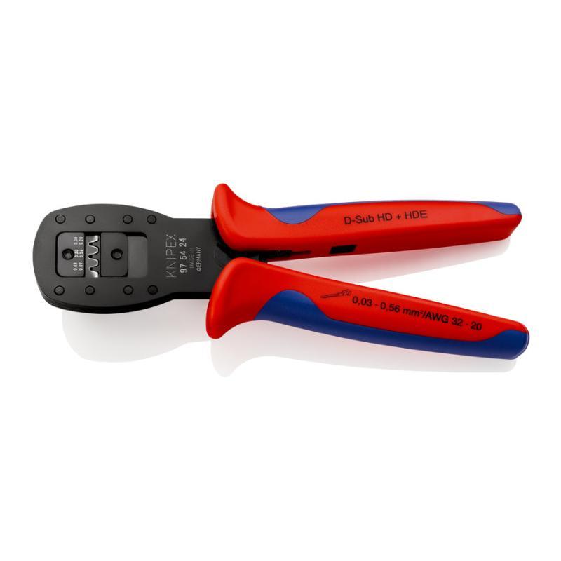 KNIPEX 97 54 24 Pinza per mini-connettori crimpaggio parallelo con impugnature multicomponente brunita 190 mm