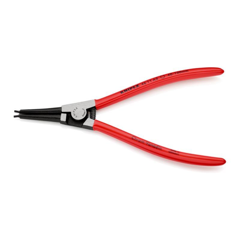 KNIPEX 46 11 A3 Pinza per anelli di sicurezza per anelli di sicurezza esterni su alberi rivestiti in resina sintetica atramentata nera 210 mm