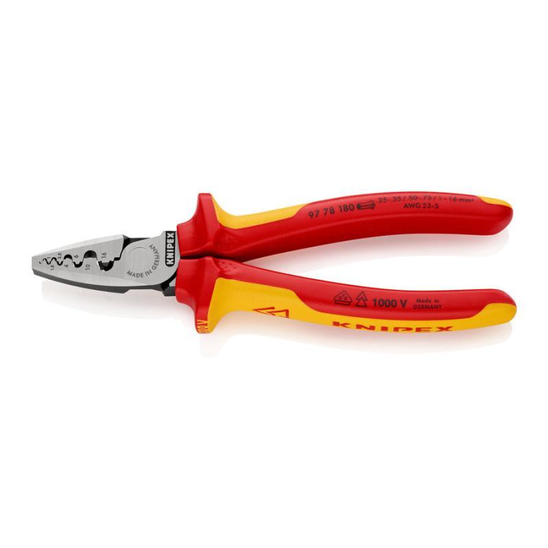 KNIPEX 97 78 180 Crimpatrici per terminali a bussola isolati con manici rivestiti in materiale bicomponente, collaudati VDE 180 mm