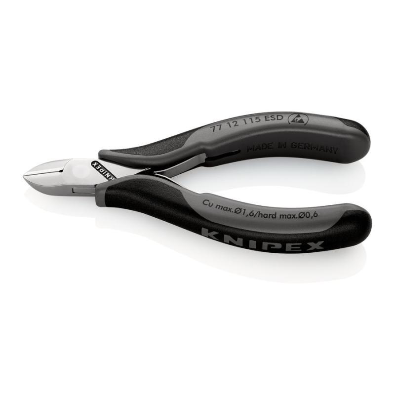 KNIPEX 77 12 115 ESD Tronchesi laterali per elettronica ESD con cerniera passante con impugnature multicomponente 115 mm