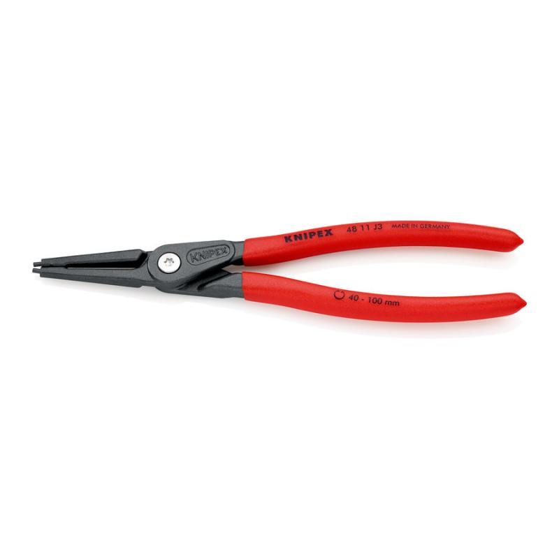 KNIPEX 48 11 J3 SB Pinza di precisione per anelli di sicurezza per anelli di sicurezza interni a fori rivestiti in resina sintetica antiscivolo bonderizzata grigia 225 mm in confezione Self-service