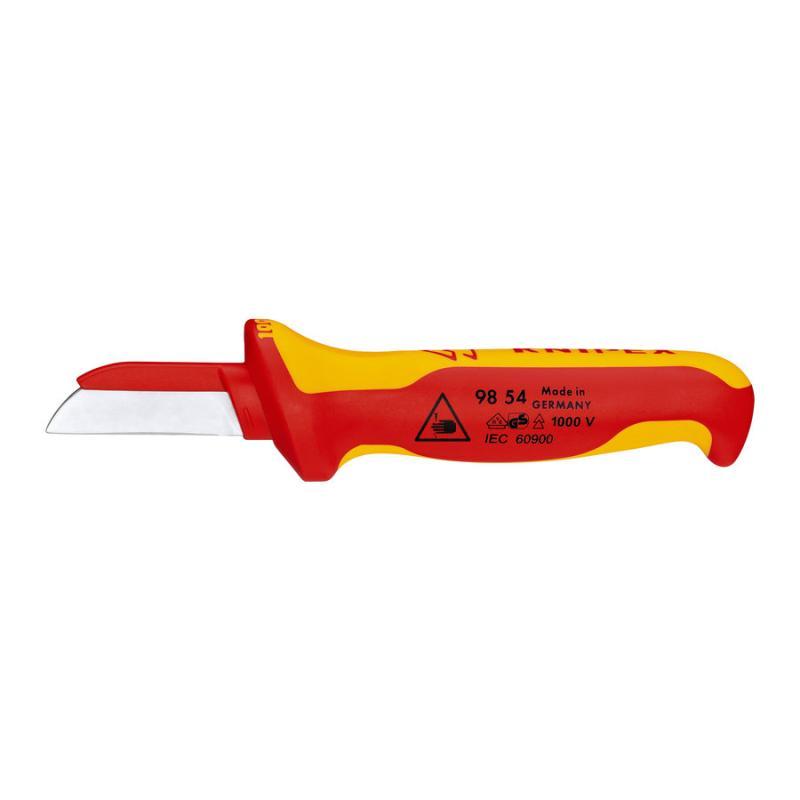 KNIPEX 98 54 Coltello per elettricisti impugnatura isolante, in materiale bicomponente, collaudato VDE 190 mm