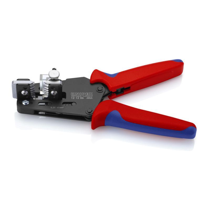 KNIPEX 12 12 06 Spelacavi di precisione con lame sagomate con impugnature multicomponente brunita 195 mm
