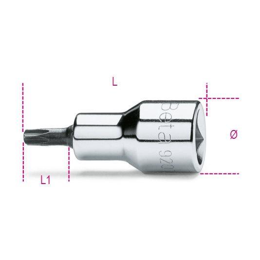 Chiavi A Bussola A Mano Maschio Per Viti Con Impronta Torx®, Con Attacco Quadro Femmina 1/2" Cromate - Inserti Bruniti 920TX Beta