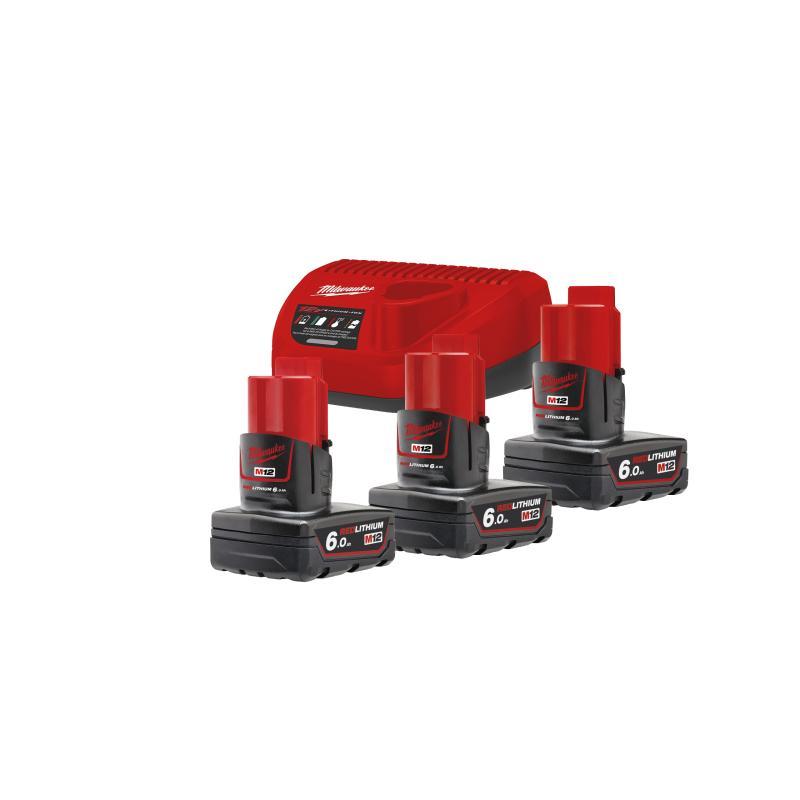 Energy Kit M12: 3 Batterie 6 Ah, 1 Caricabatterie - M12 NRG-603 - Milwaukee 4933459208