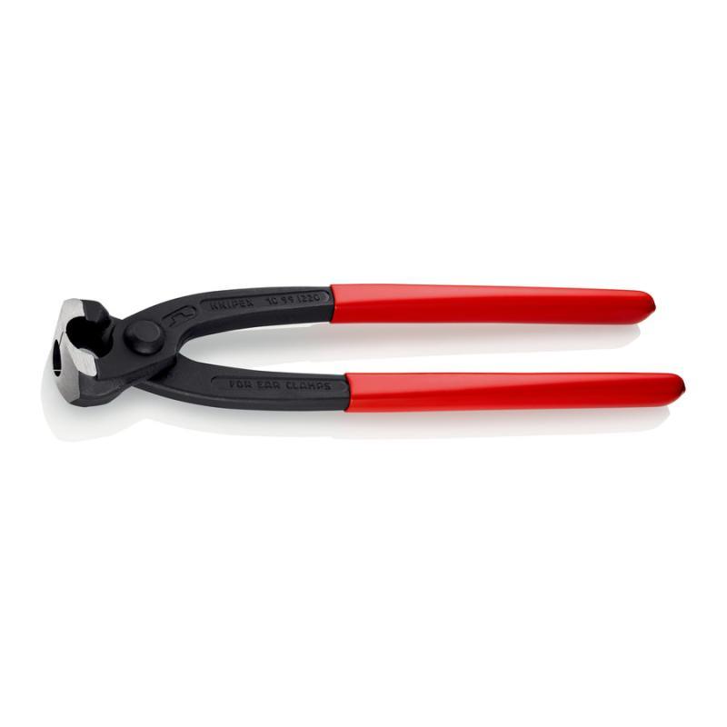 KNIPEX 10 99 I220 Pinza per fascette ad orecchio rivestiti in resina sintetica atramentata nera 220 mm