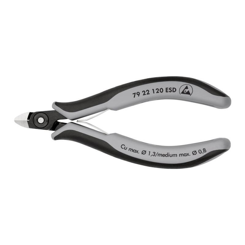 KNIPEX 79 22 120 ESD Tronchese laterale di precisione per elettronica ESD con impugnature multicomponente brunita 120 mm