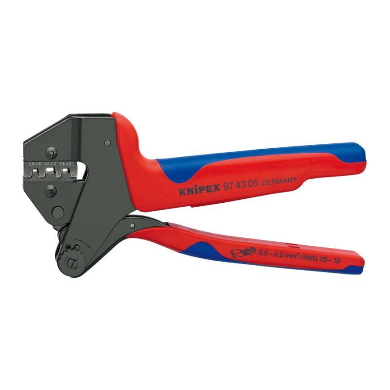 KNIPEX 97 43 05 Crimpatrice universale per terminali per matrici intercambiabili con impugnature multicomponente brunita 200 mm