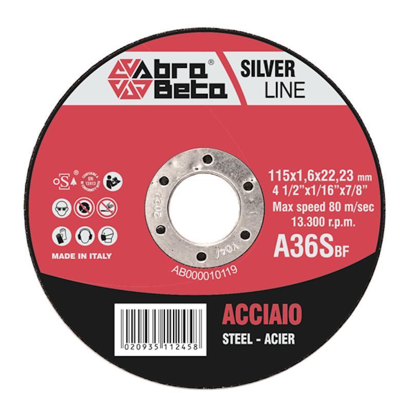 Disco Da Taglio A Centro Piano Spessore Sottile Per Acciaio A36S Linea SILVER ABRABETA