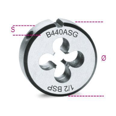 Filiere Tonde, Filettatura Gas Cilindrica In Acciaio Al Cromo 440ASG Beta — 1/8