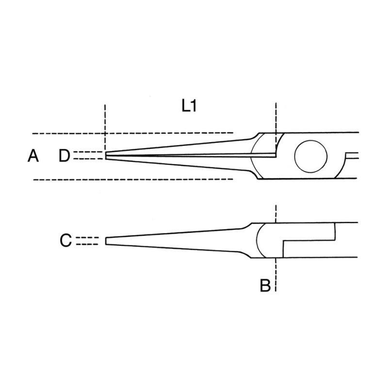 Pinza Per Elettronica A Becchi Mezzotondi Lunghi Lisci Rastremati Impugnatura Bimateriale 1178BM Beta 011780101