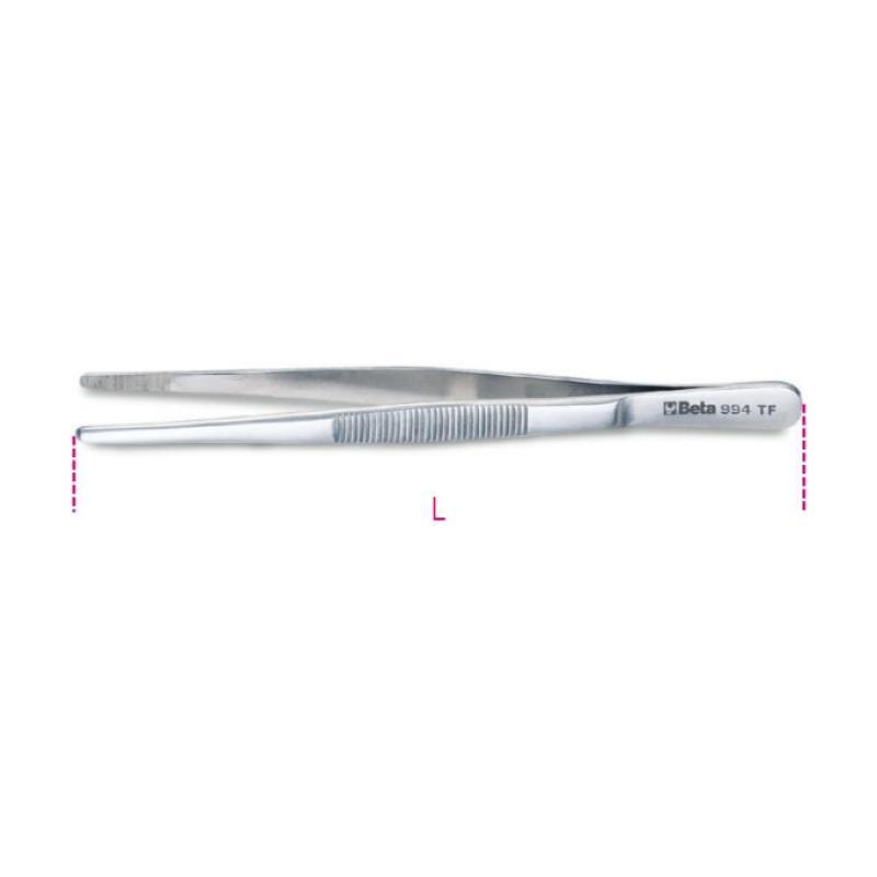 Pinzetta A Molla, Antiacido Antimagnetica A Punte Larghe Diritte Arrotondate, Zigrinate In Acciaio Inossidabile 994TF Beta 009940020