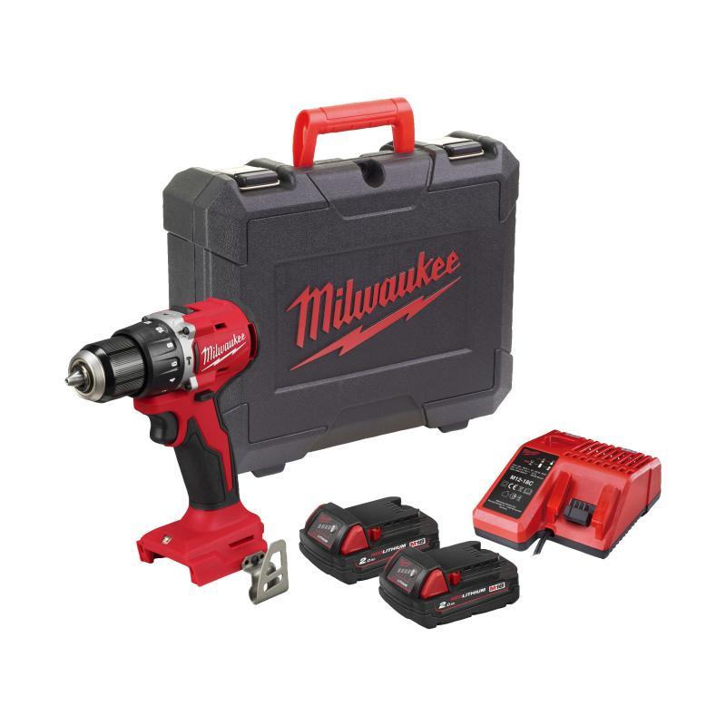 Milwaukee M18 BLPDRC Trapano Compact Brushless Con Percussione Con o Senza Batteria — Batteria 2.0 AH